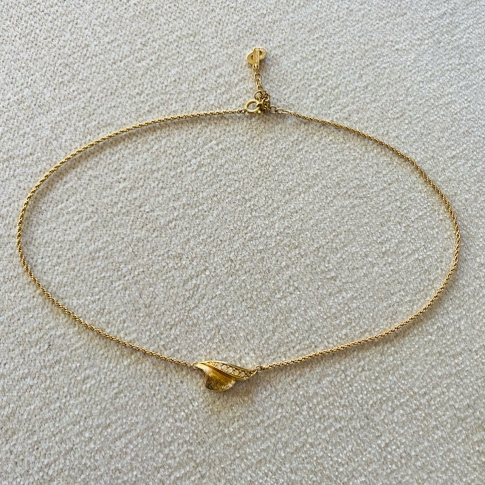 18K Gold-Plated Dior Necklace with Crystal Accents